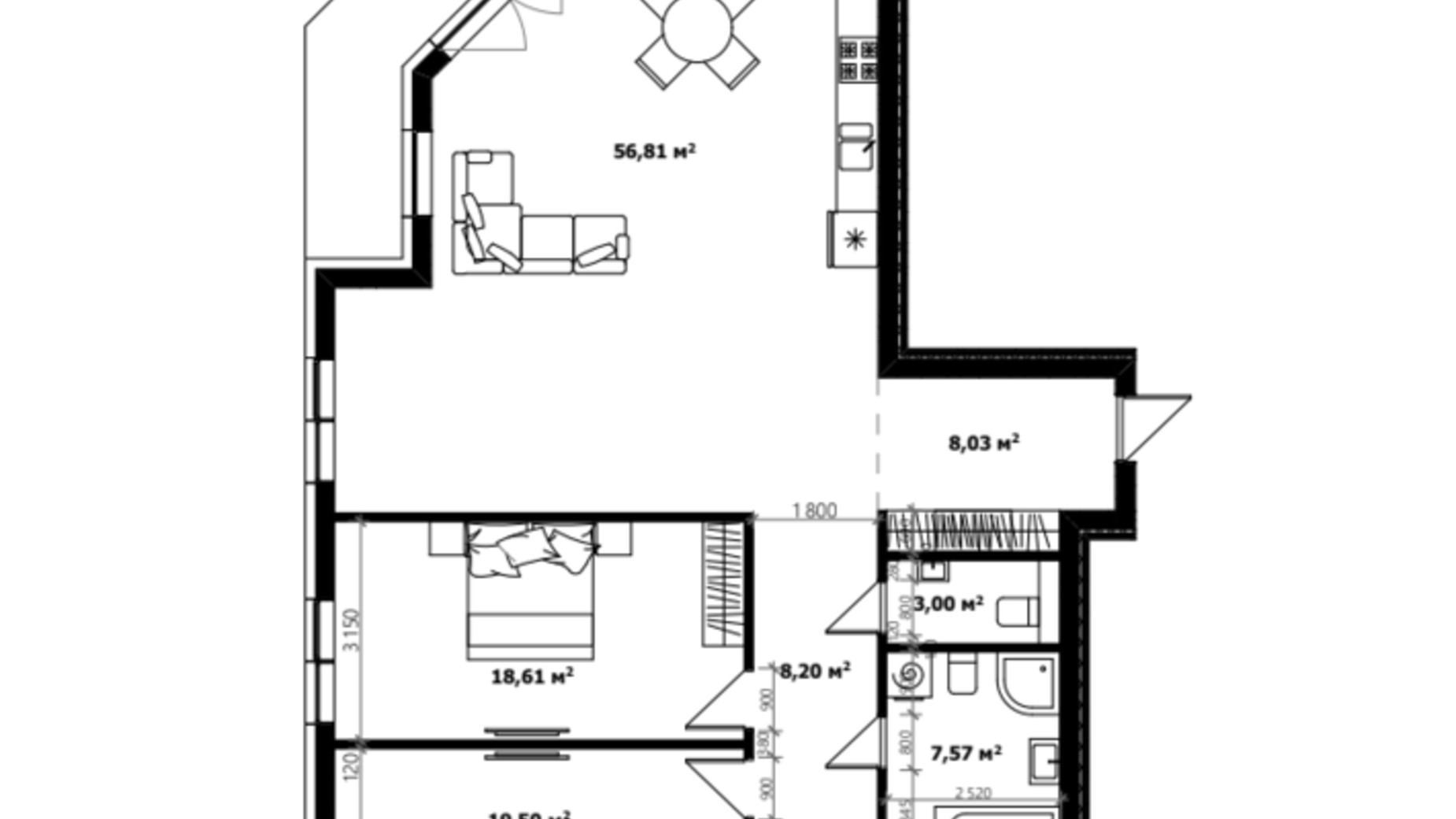 Планировка 3-комнатной квартиры в ЖК River Land 139.3 м², фото 273139