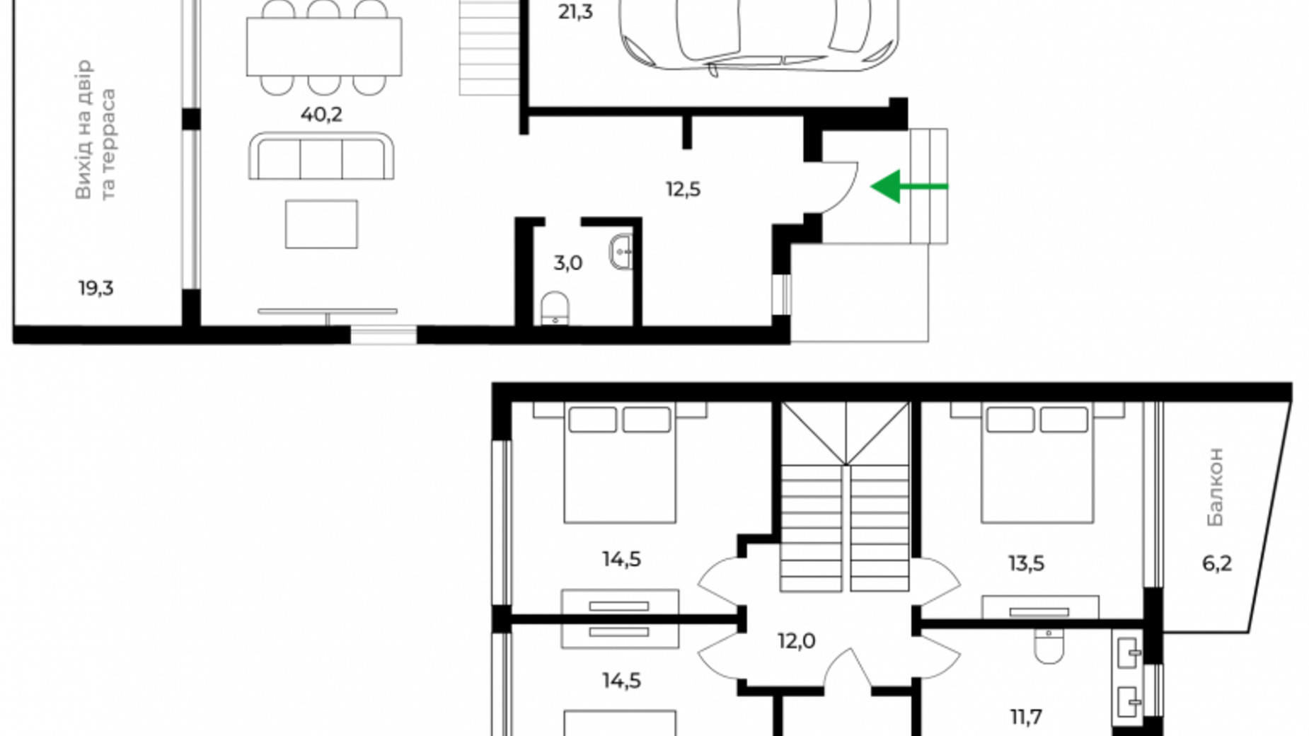 Планировка много­уровневой квартиры в Таунхаус Sherwood 147 м², фото 273149