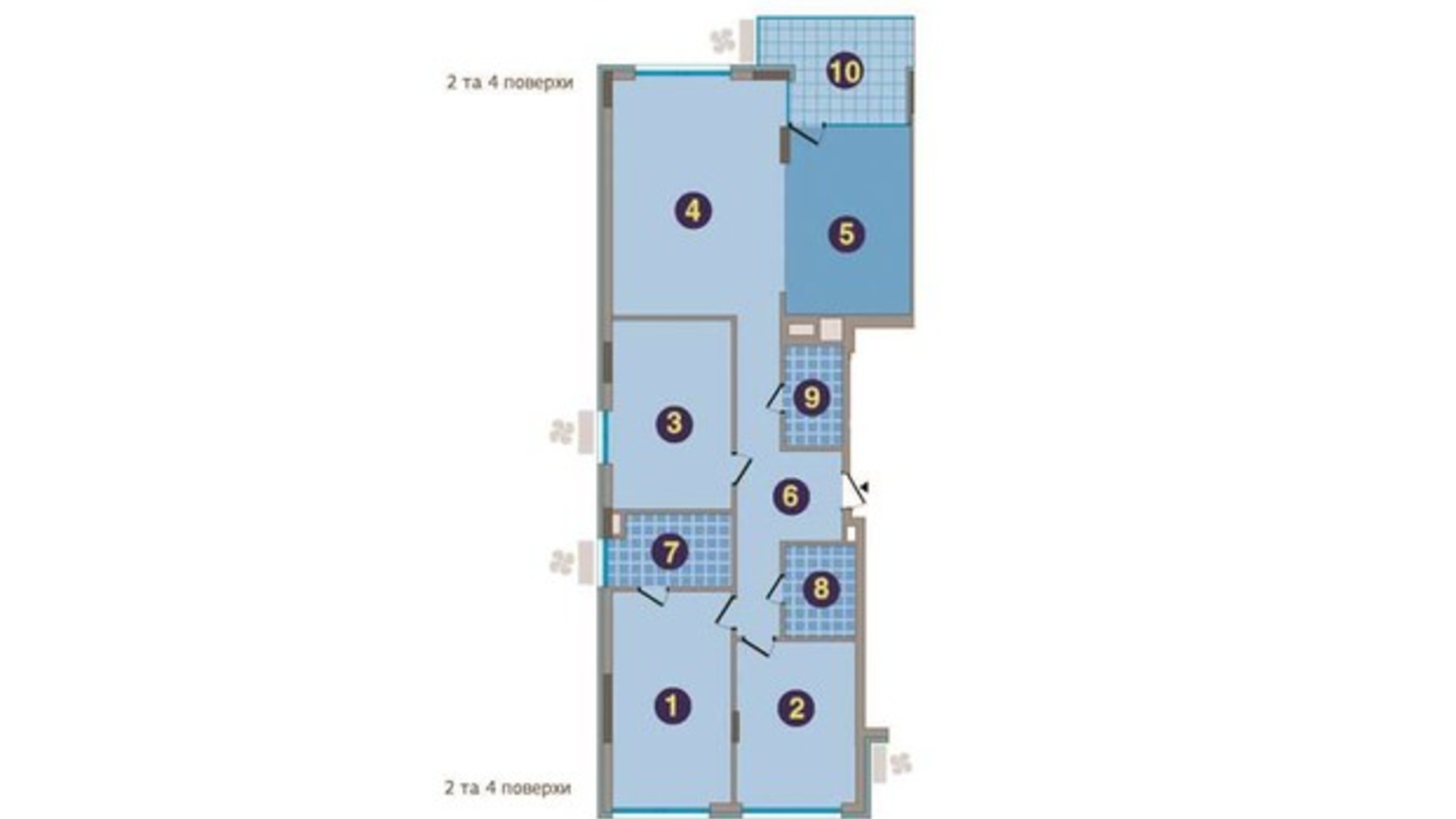 Планировка 4-комнатной квартиры в ЖК Заречный 140.56 м², фото 274024