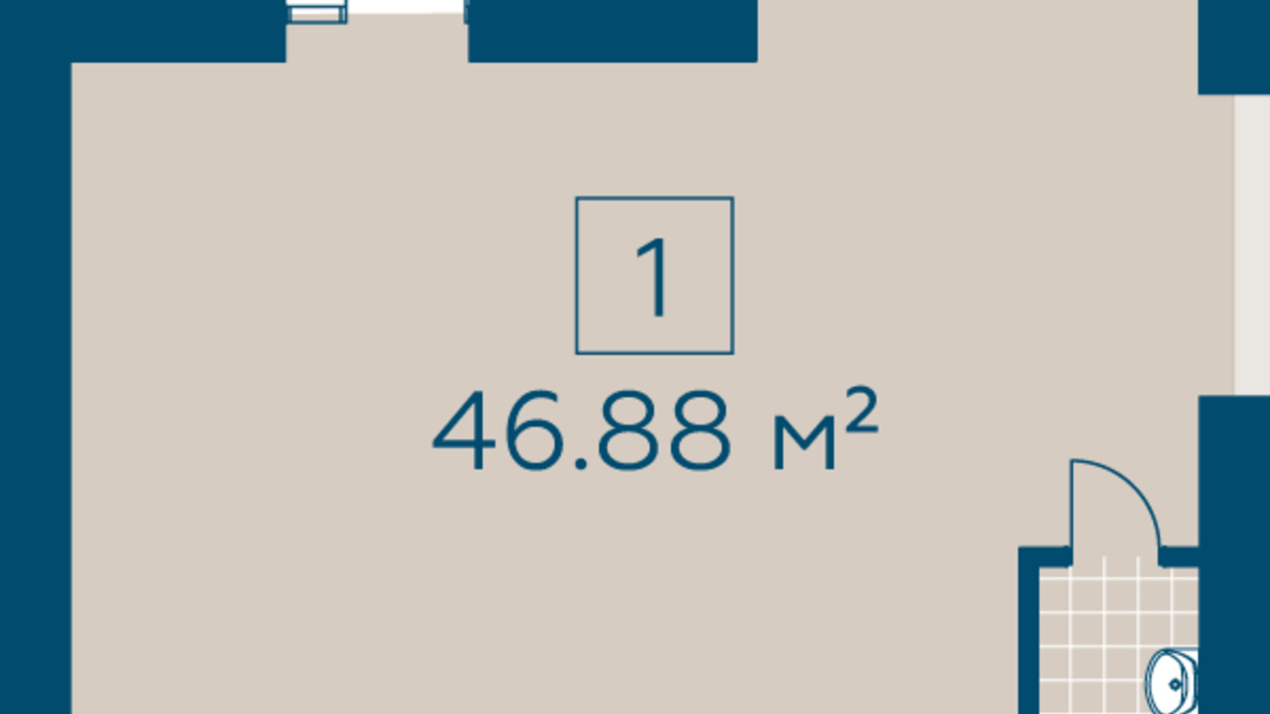 Планування приміщення в ЖК Київський 46.88 м², фото 274838