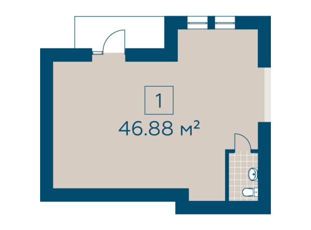 ЖК Киевский: планировка помощения 46.88 м²