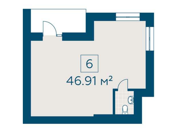 ЖК Киевский: планировка помощения 46.91 м²