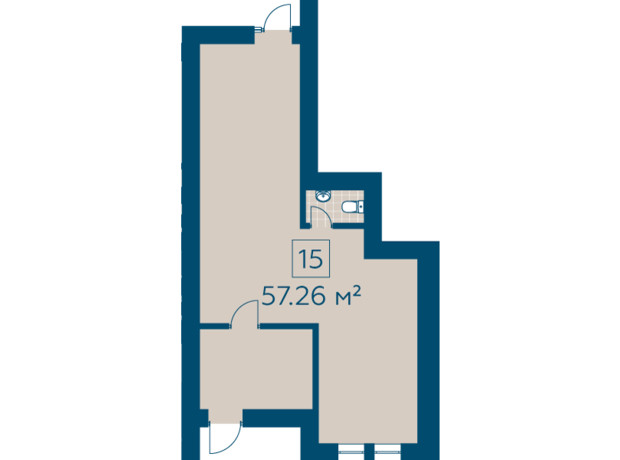 ЖК Киевский: планировка помощения 57.26 м²