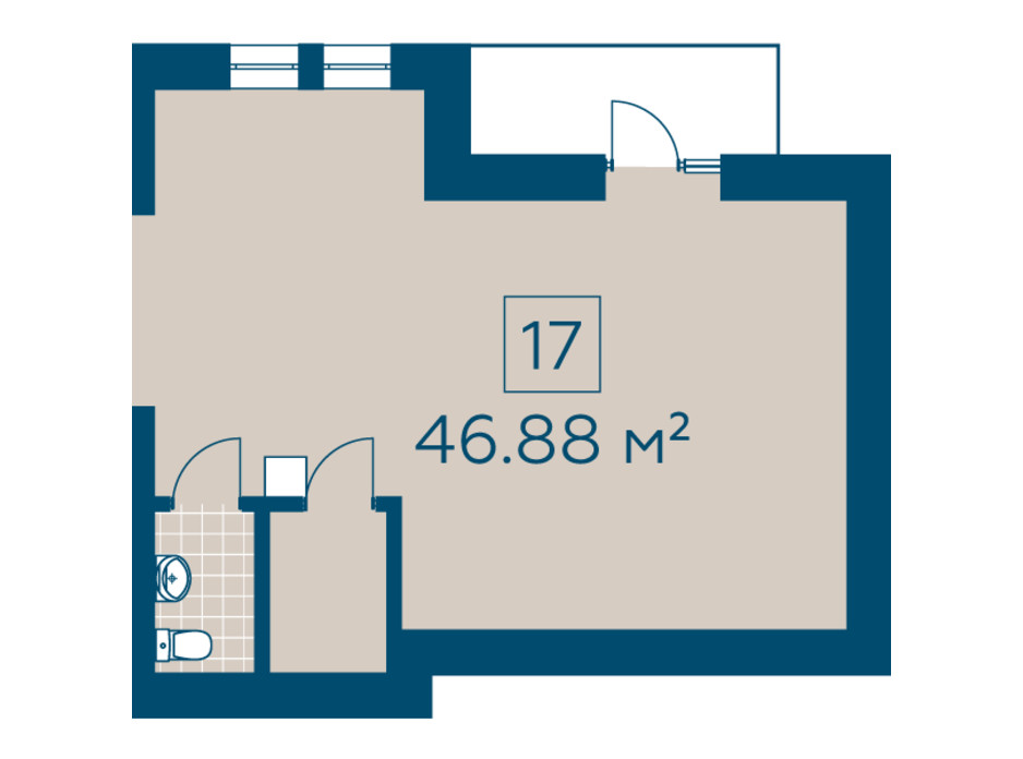 Планировка помещения в ЖК Киевский 46.88 м², фото 275000 Планировка помещения в ЖК Киевский 46.88 м², фото 275000