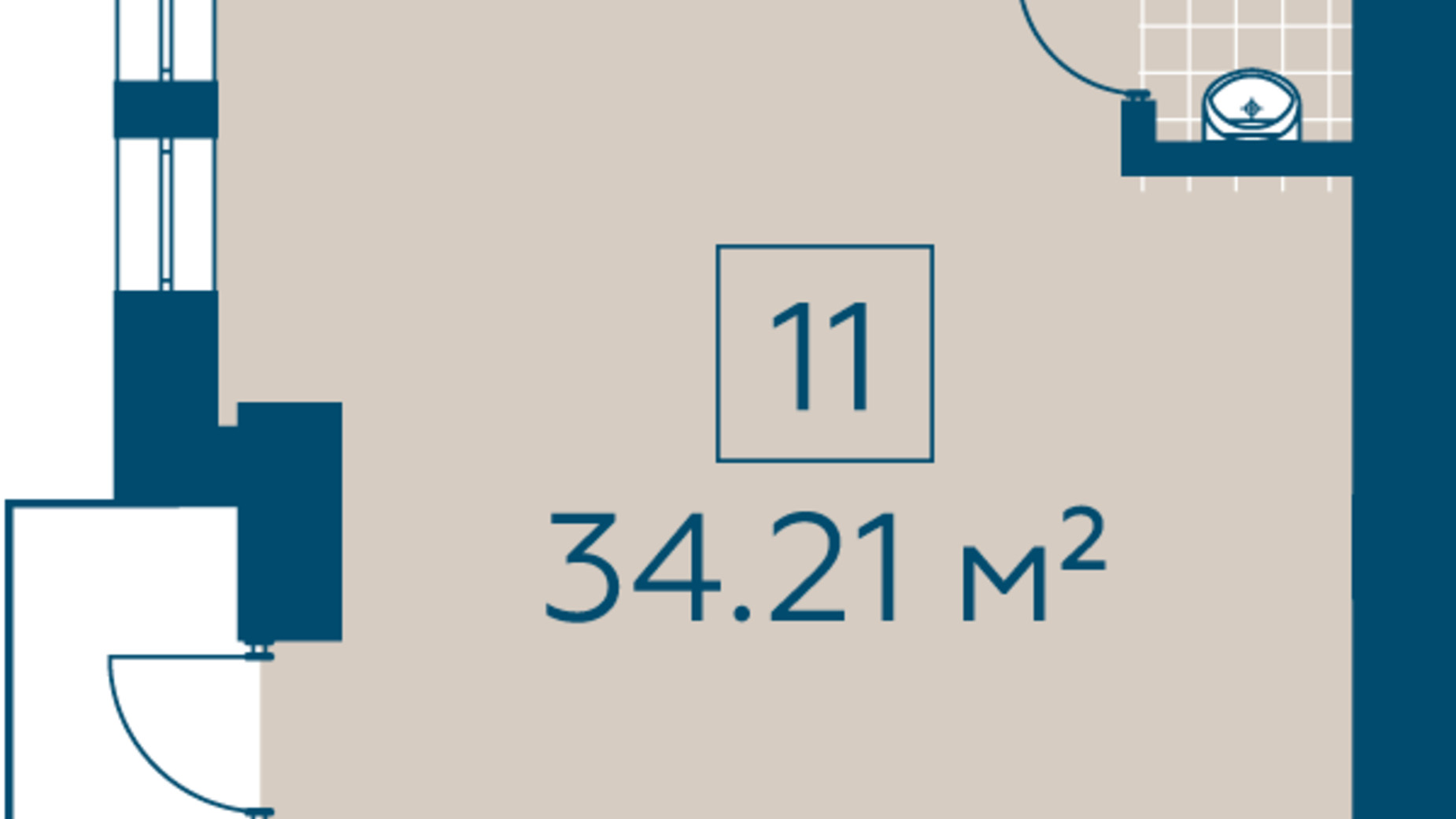 Планування приміщення в ЖК Київський 34.21 м², фото 275019