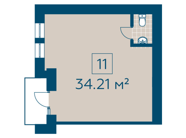 ЖК Київський: планування приміщення 34.21 м²