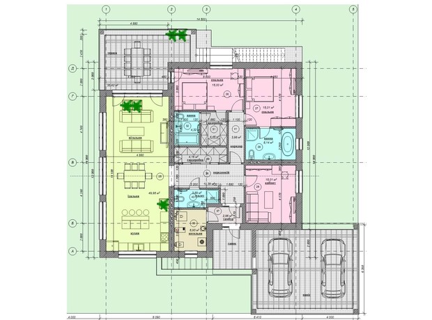 КГ Forest Villa: планировка 3-комнатной квартиры 150 м²