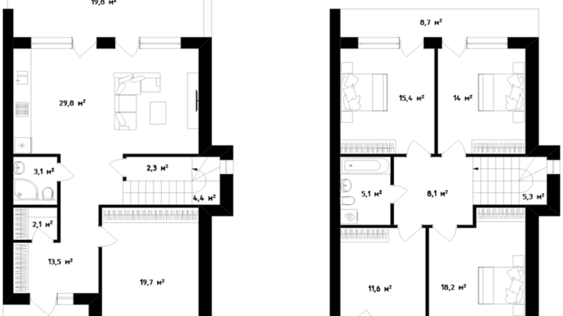 Планировка 5-комнатной квартиры в Таунхаус Вишнёвый 157 м², фото 275678