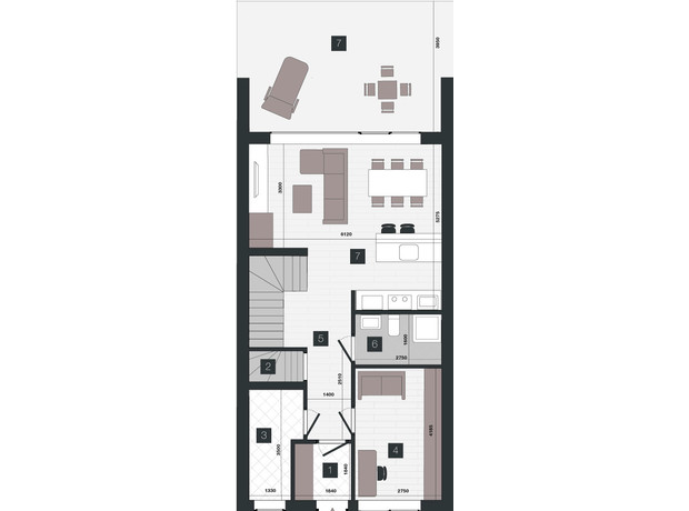 КМ Zenhouz: планування 3-кімнатної квартири 161.46 м²