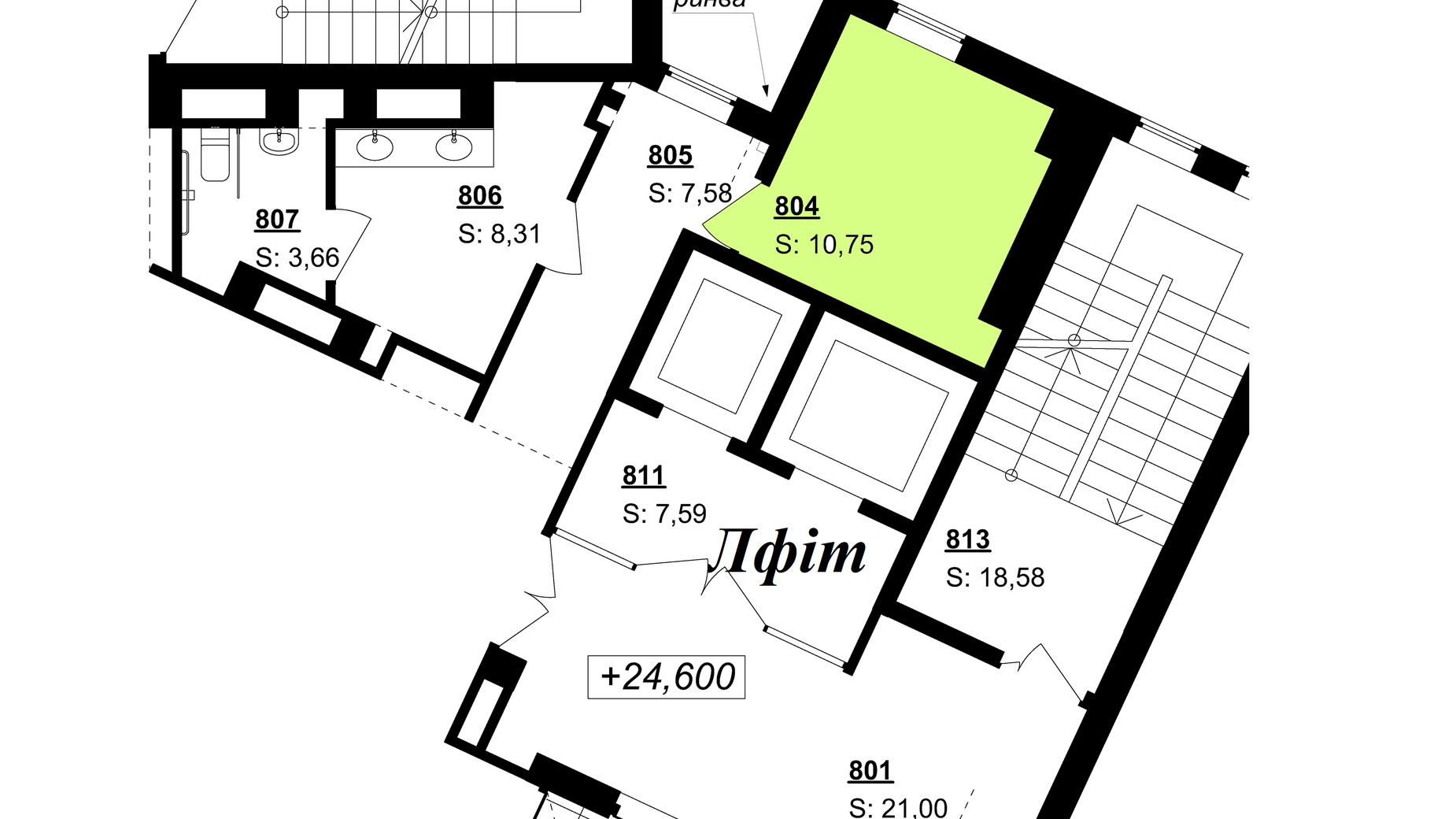 Планировка помещения в БЦ London (Лондон) 10.75 м², фото 276110