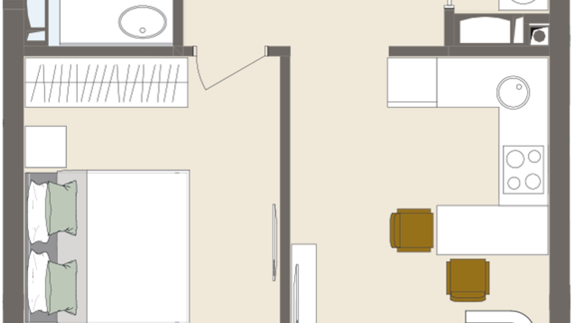 Планировка 1-комнатной квартиры в ЖК Chalet 44.27 м², фото 276204