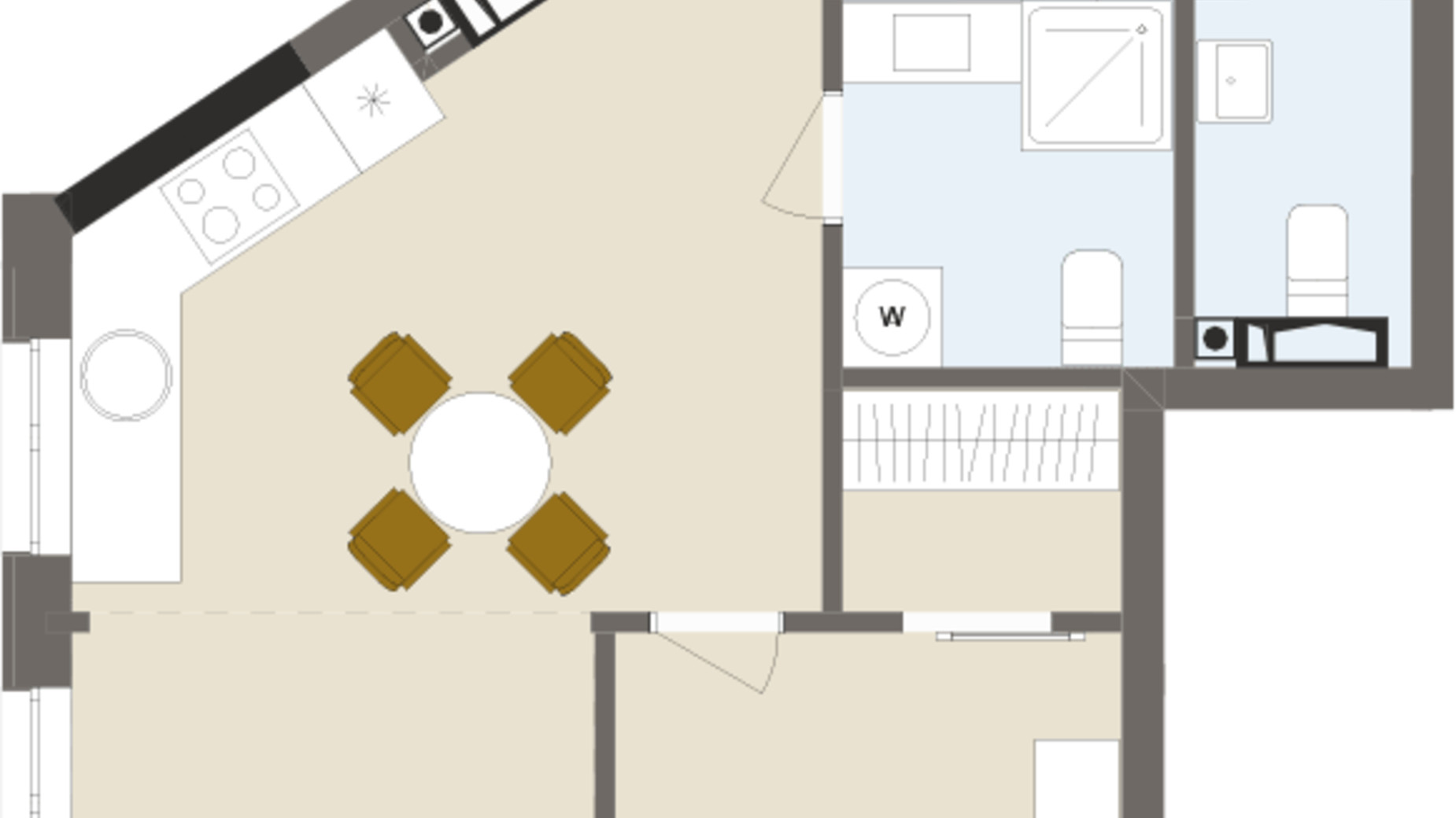 Планировка 2-комнатной квартиры в ЖК Chalet 58.93 м², фото 276221