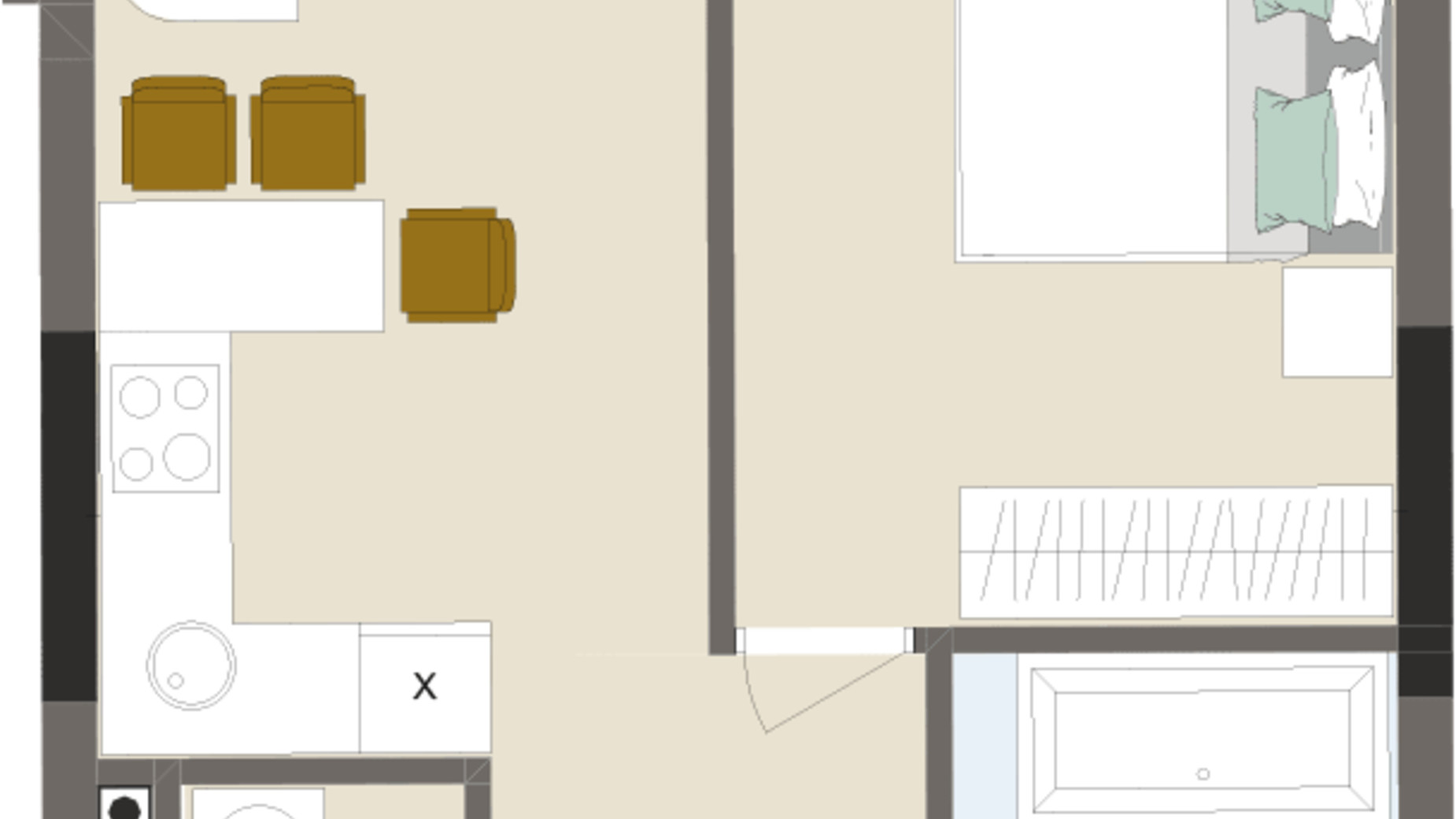 Планировка 1-комнатной квартиры в ЖК Chalet 41.22 м², фото 276223