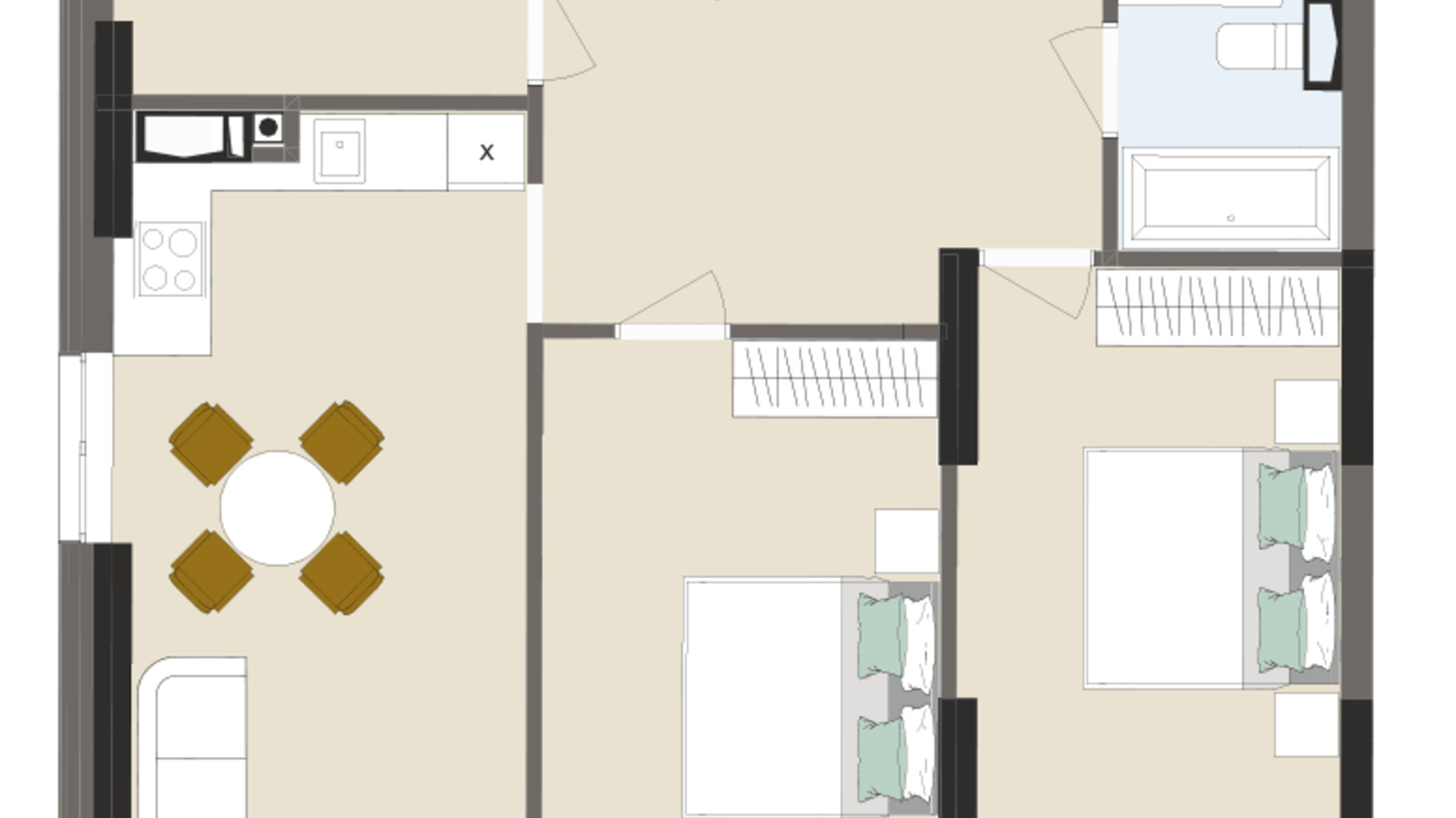 Планировка 3-комнатной квартиры в ЖК Chalet 86.1 м², фото 276224