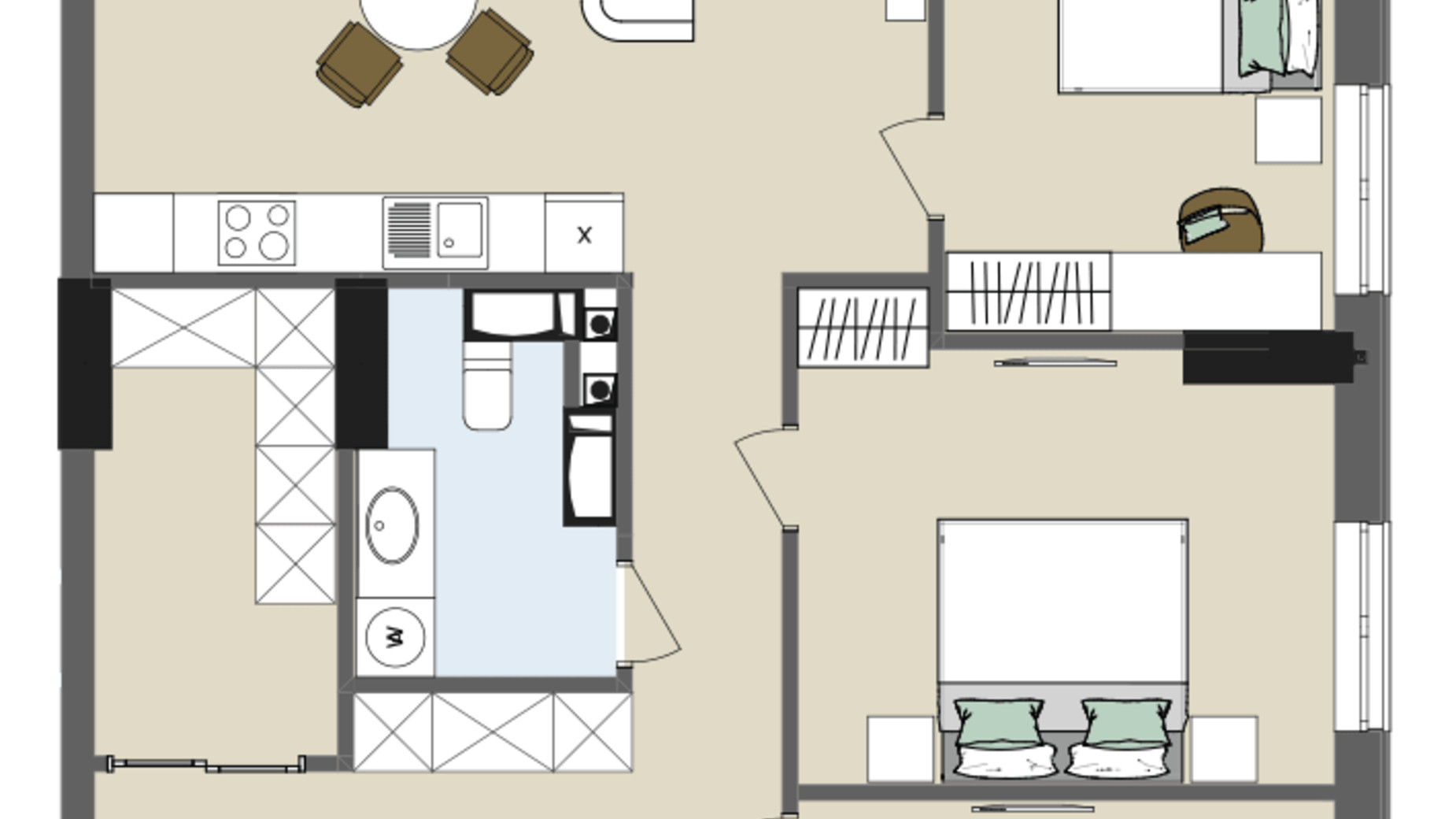 Планировка 3-комнатной квартиры в ЖК Chalet 96.32 м², фото 276225