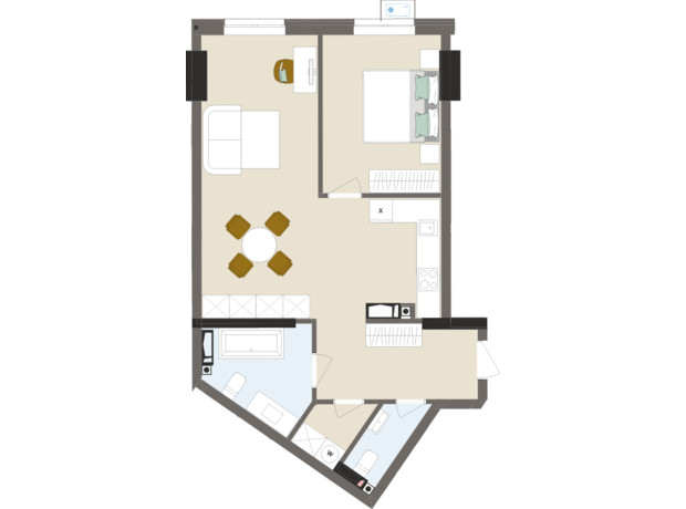 ЖК Chalet: планировка 2-комнатной квартиры 62.85 м²