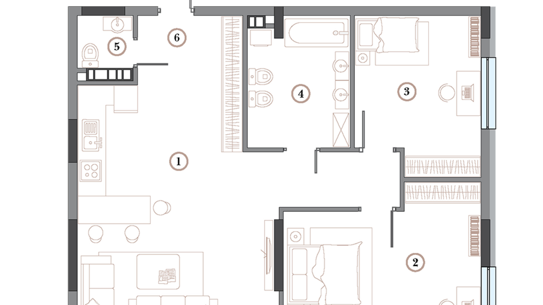 Планировка 2-комнатной квартиры в ЖК Арсенал House 93.63 м², фото 279126