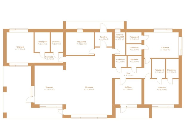 КГ Sobi Life: планировка 3-комнатной квартиры 261 м²