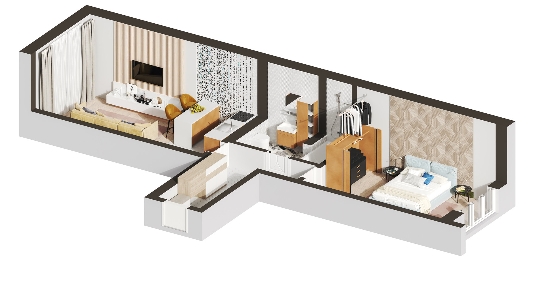 Планировка 1-комнатной квартиры в ЖК Гостомель Residence 46.86 м², фото 282330