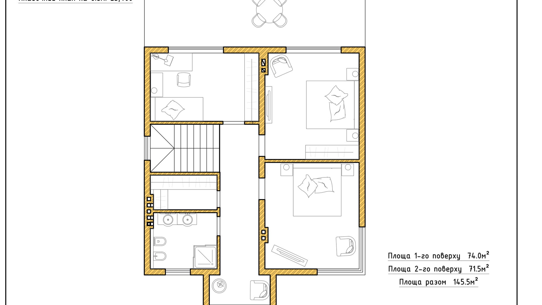 Планировка коттеджа в КГ Солнечный склон 145.5 м², фото 282418