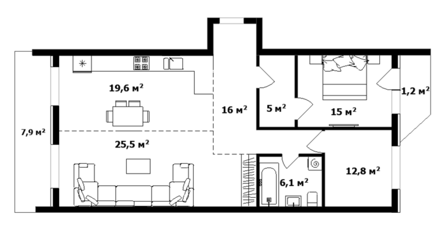 Планування 3-кімнатної квартири в ЖК River Land 109.2 м², фото 282518