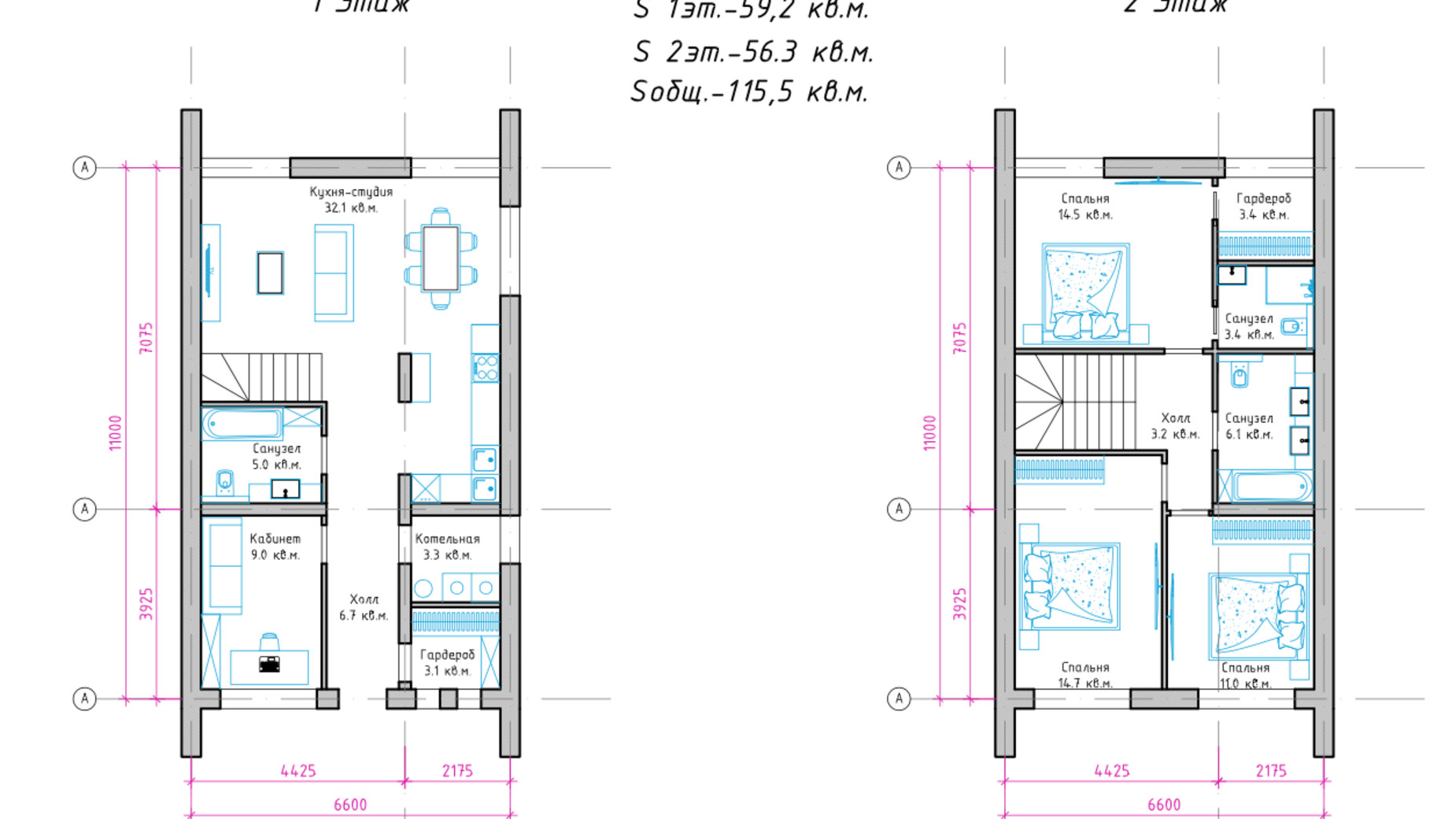 Планування котеджу в КМ Михайлівський квартал 115 м², фото 283453