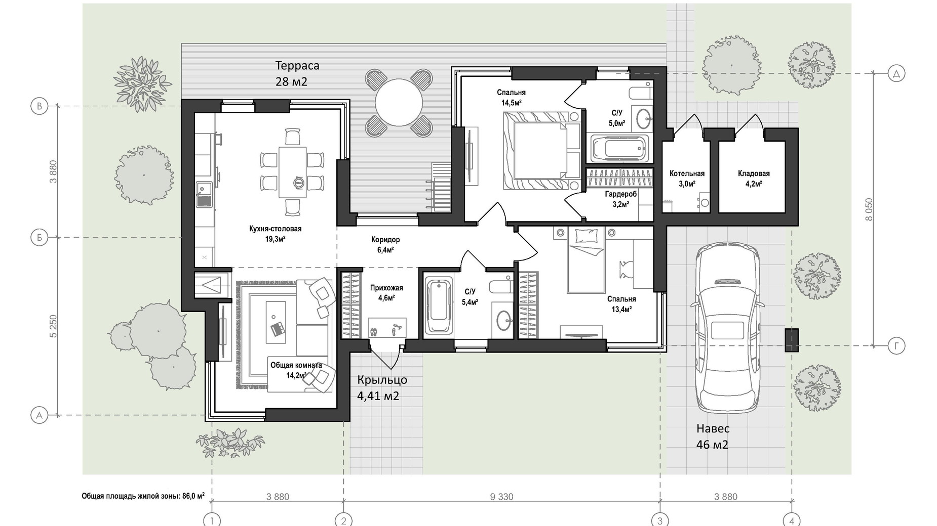 Планування котеджу в КМ 9 Елементів 111.5 м², фото 284862