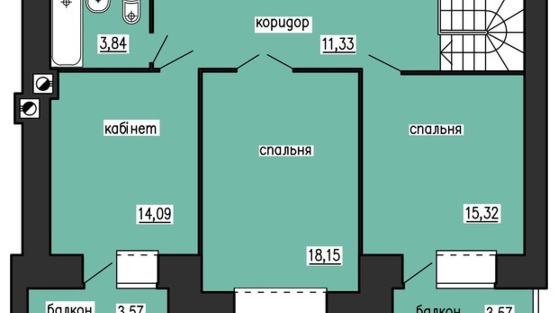 Планування 5-кімнатної квартири в ЖК по вул. Лучаківського-Тролейбусна 140.45 м², фото 285039