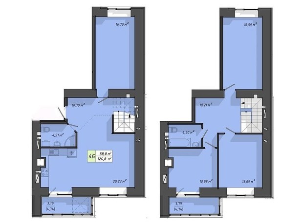 ЖК Львовский: планировка 4-комнатной квартиры 124.8 м²