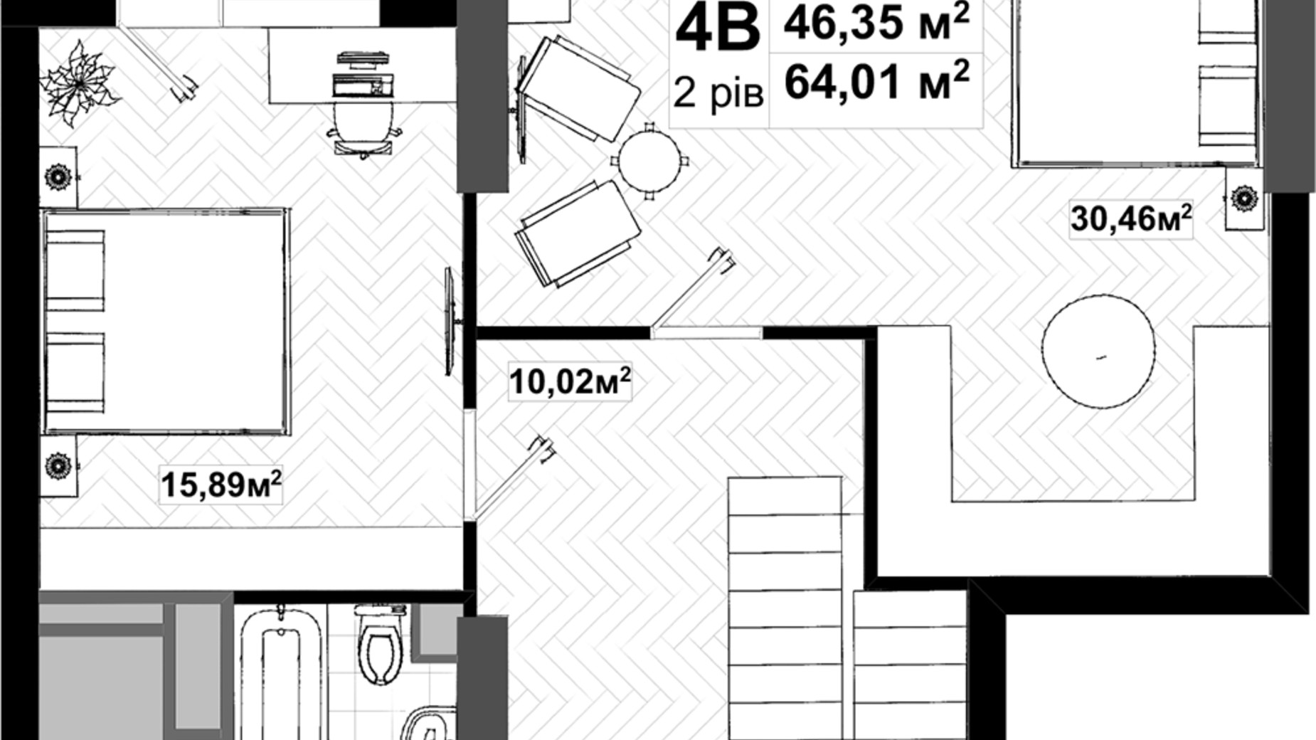 Планування багато­рівневої квартири в ЖК Uno City House 129.56 м², фото 285555