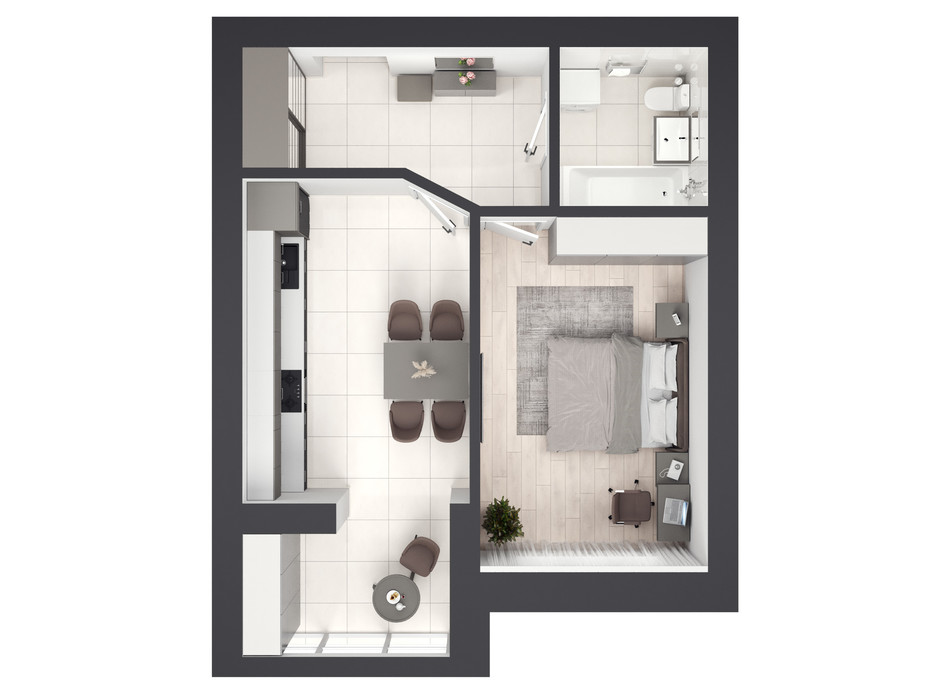 Планировка 1-комнатной квартиры в ЖК На Щасливому, дом 30 40 м², фото 286048 Планировка 1-комнатной квартиры в ЖК На Щасливому, дом 30 40 м², фото 286048