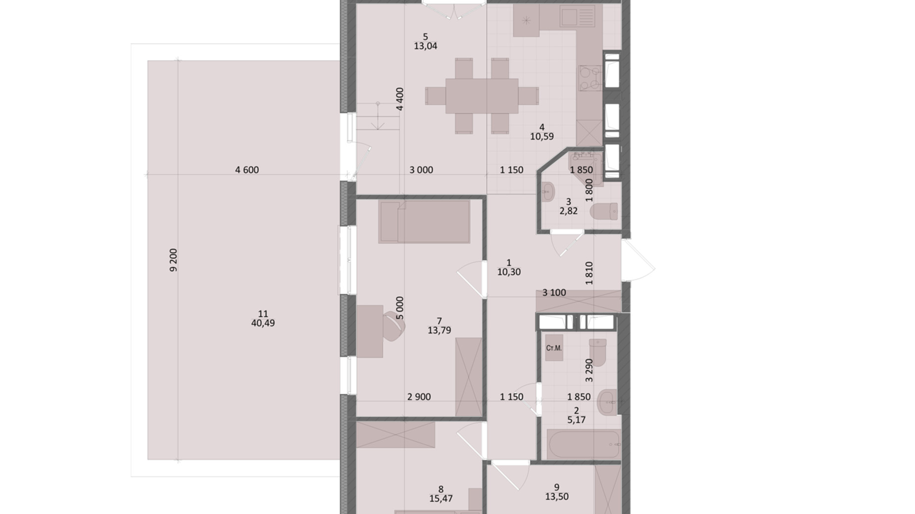 Планировка 4-комнатной квартиры в ЖК Дом на Подоле 118.09 м², фото 286738