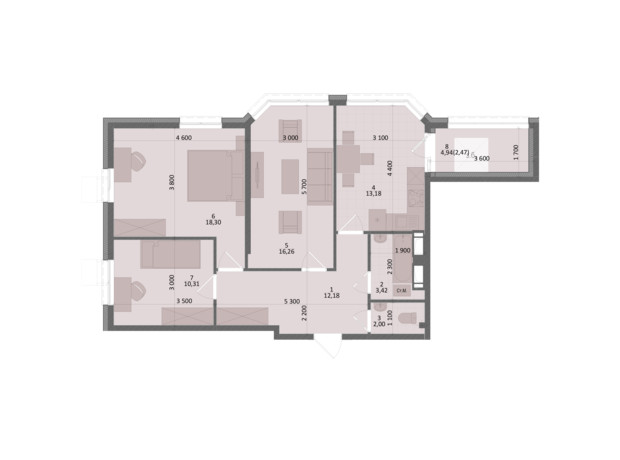 ЖК Дом на Подоле: планировка 3-комнатной квартиры 78.12 м²