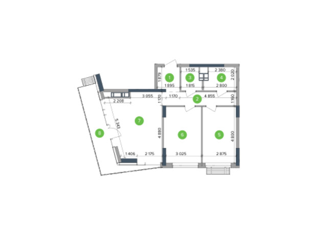 ЖК Метрополис: планировка 2-комнатной квартиры 77.52 м²