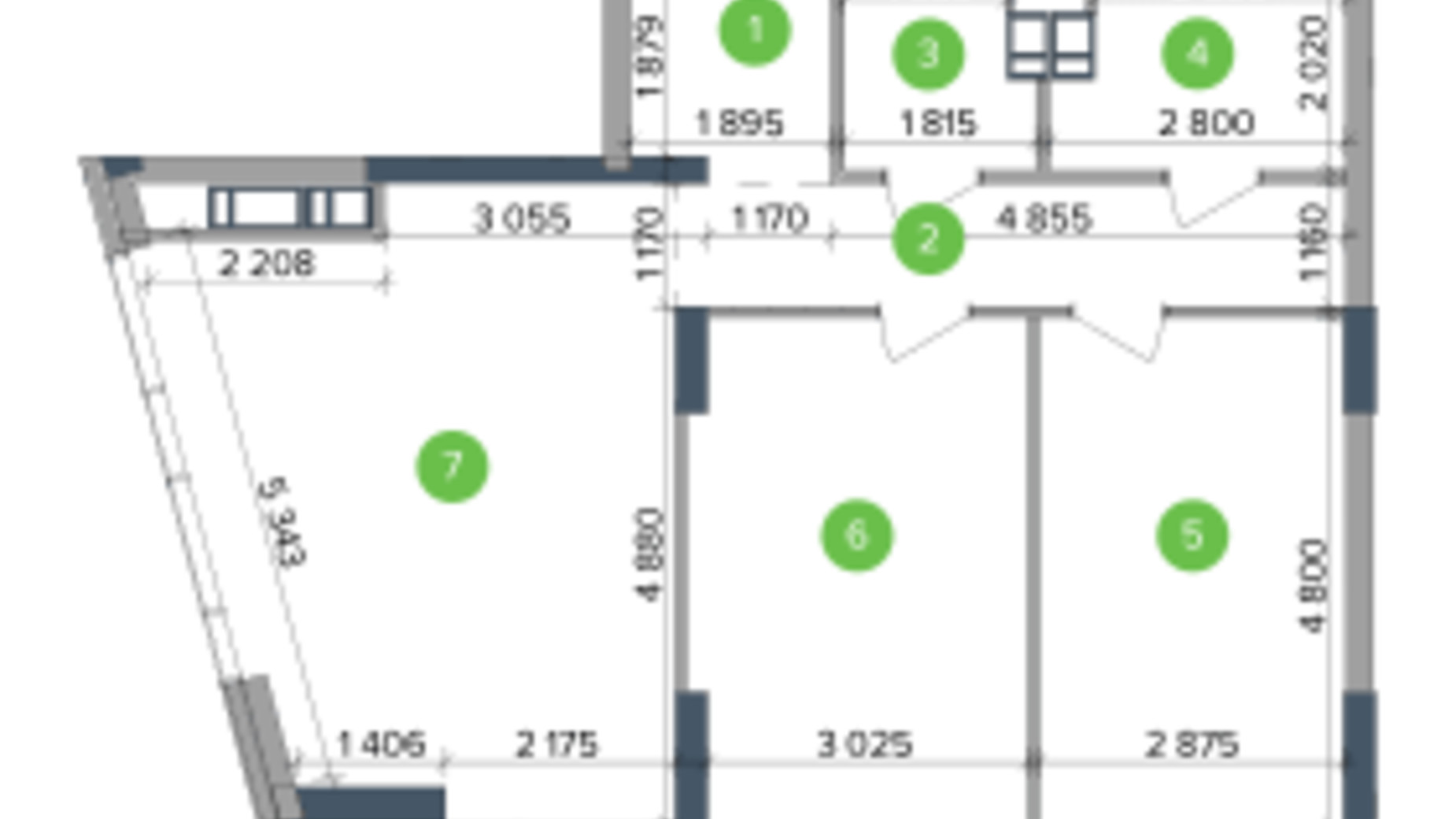 Планировка 2-комнатной квартиры в ЖК Метрополис 73.48 м², фото 287027