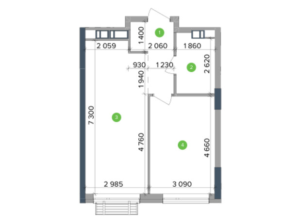 ЖК Метрополис: планировка 1-комнатной квартиры 45.88 м²