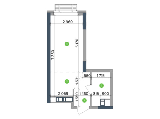 ЖК Метрополіс: планування 1-кімнатної квартири 29.16 м²