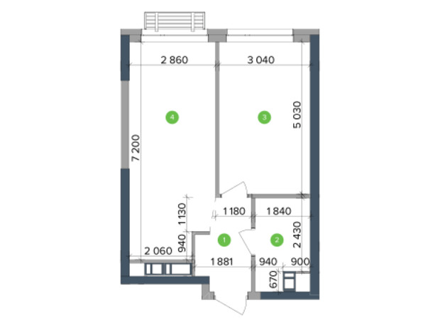 ЖК Метрополис: планировка 1-комнатной квартиры 43.88 м²