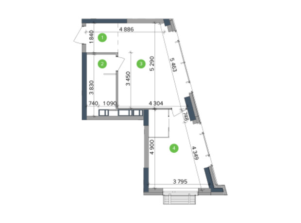 ЖК Метрополіс: планування 1-кімнатної квартири 46.83 м²