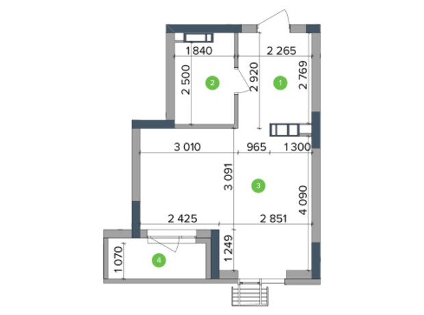 ЖК Метрополіс: планування 1-кімнатної квартири 32.34 м²