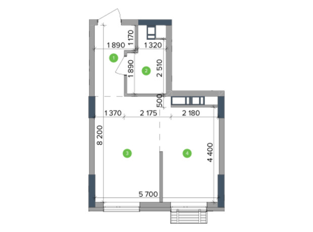 ЖК Метрополис: планировка 1-комнатной квартиры 43.88 м²