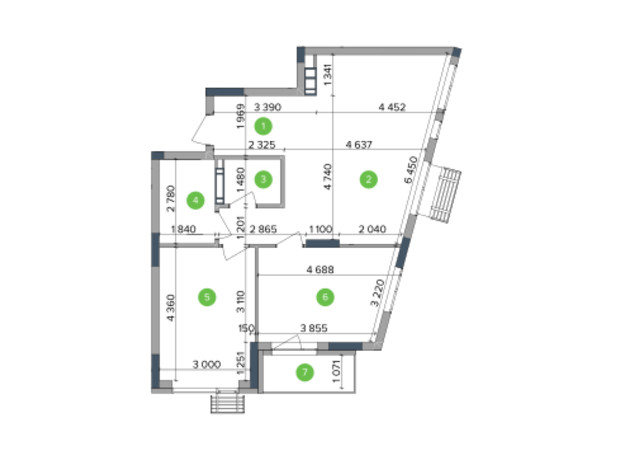 ЖК Метрополис: планировка 3-комнатной квартиры 70.54 м²