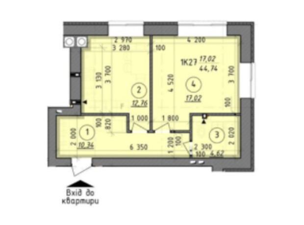 ЖК Французский Бульвар: планировка 1-комнатной квартиры 45.86 м²