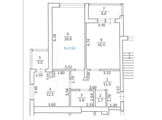 ЖК Пасічна, 25а: планування 2-кімнатної квартири 73.8 м²