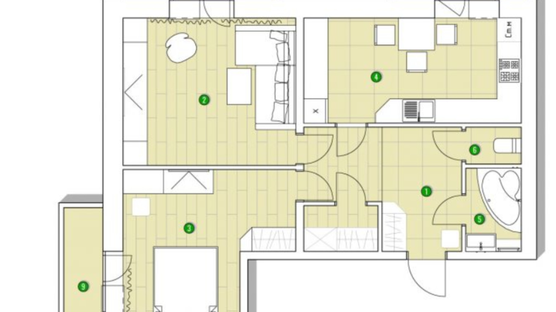 Планировка 2-комнатной квартиры в ЖК Центральный 64.65 м², фото 287996