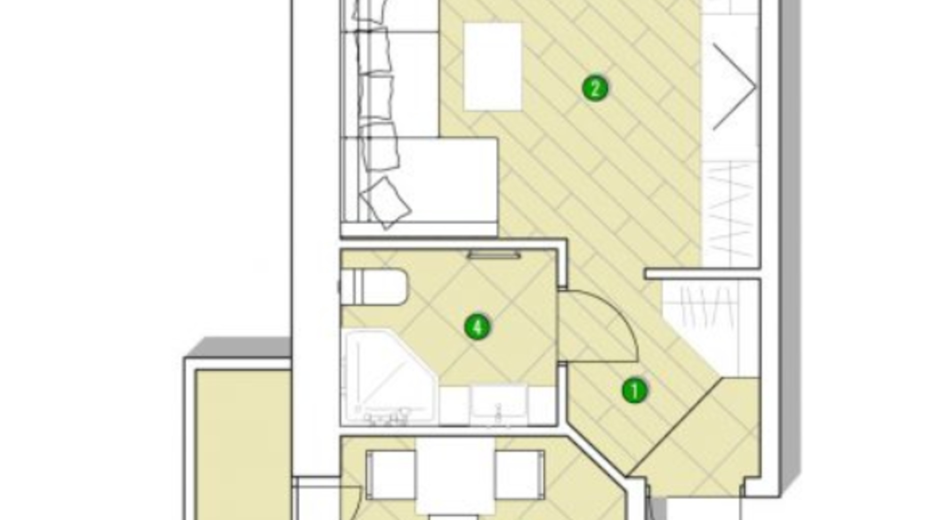 Планування 1-кімнатної квартири в ЖК Центральний 32.91 м², фото 288002