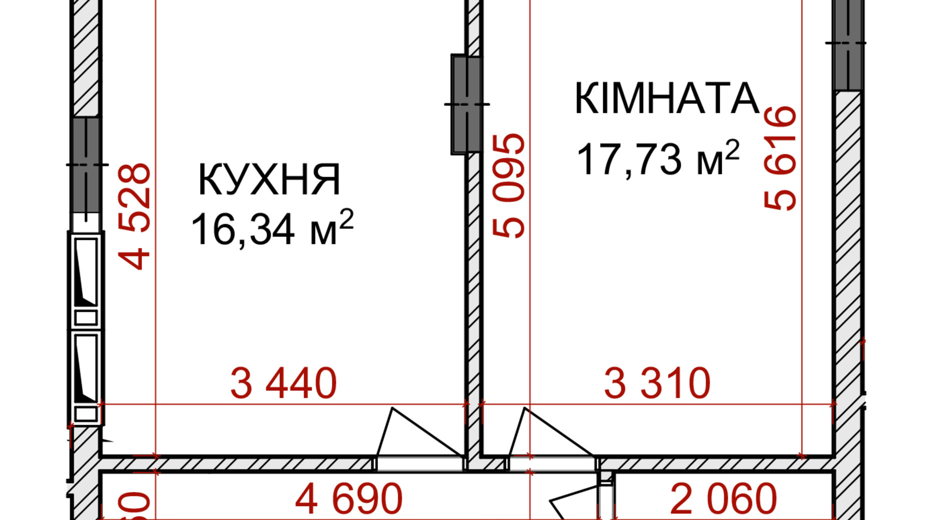 Планировка 1-комнатной квартиры в ЖК Идеалист 46.01 м², фото 288105