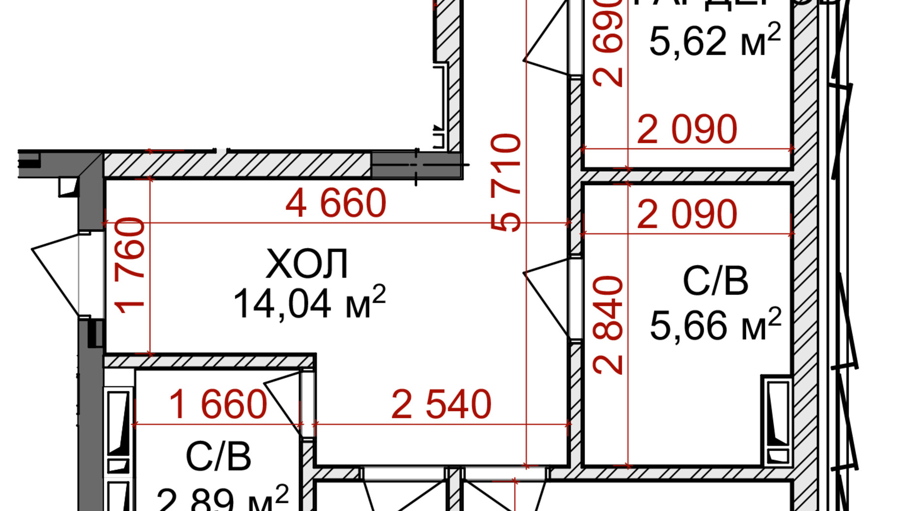 Планировка 2-комнатной квартиры в ЖК Идеалист 88.06 м², фото 288122