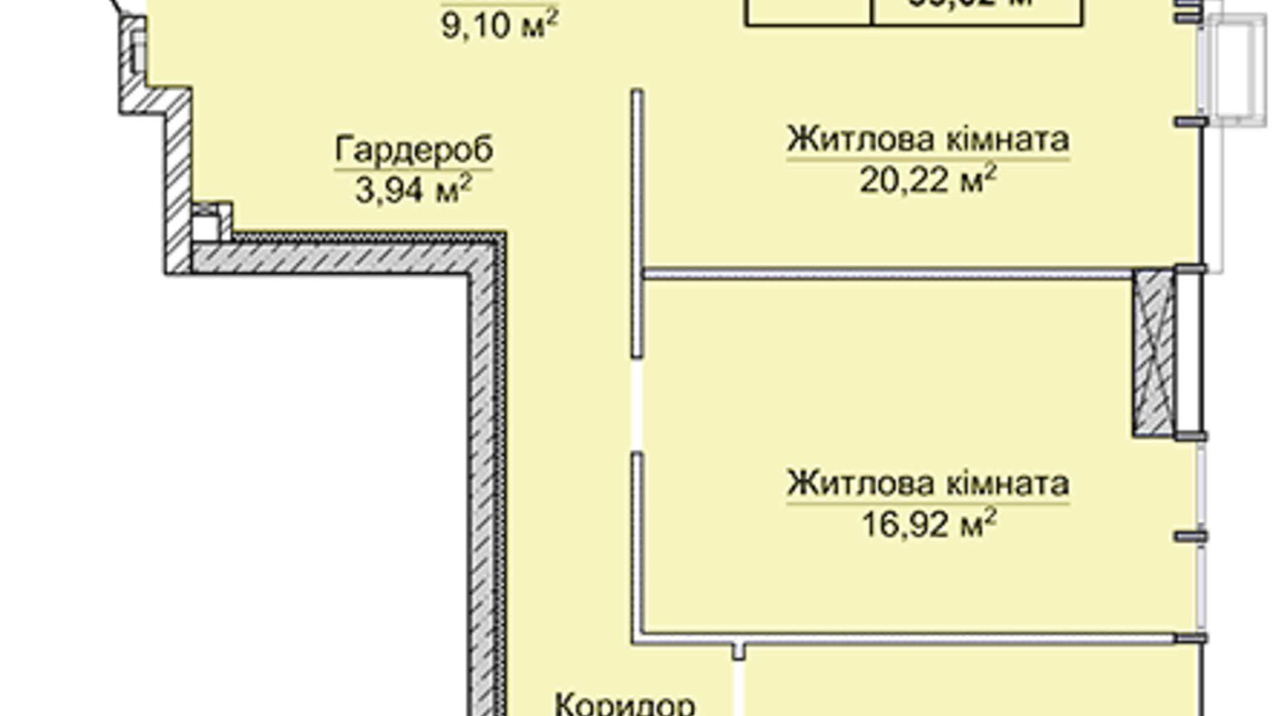 Планировка 4-комнатной квартиры в ЖК Новопечерские Липки 108.91 м², фото 288169