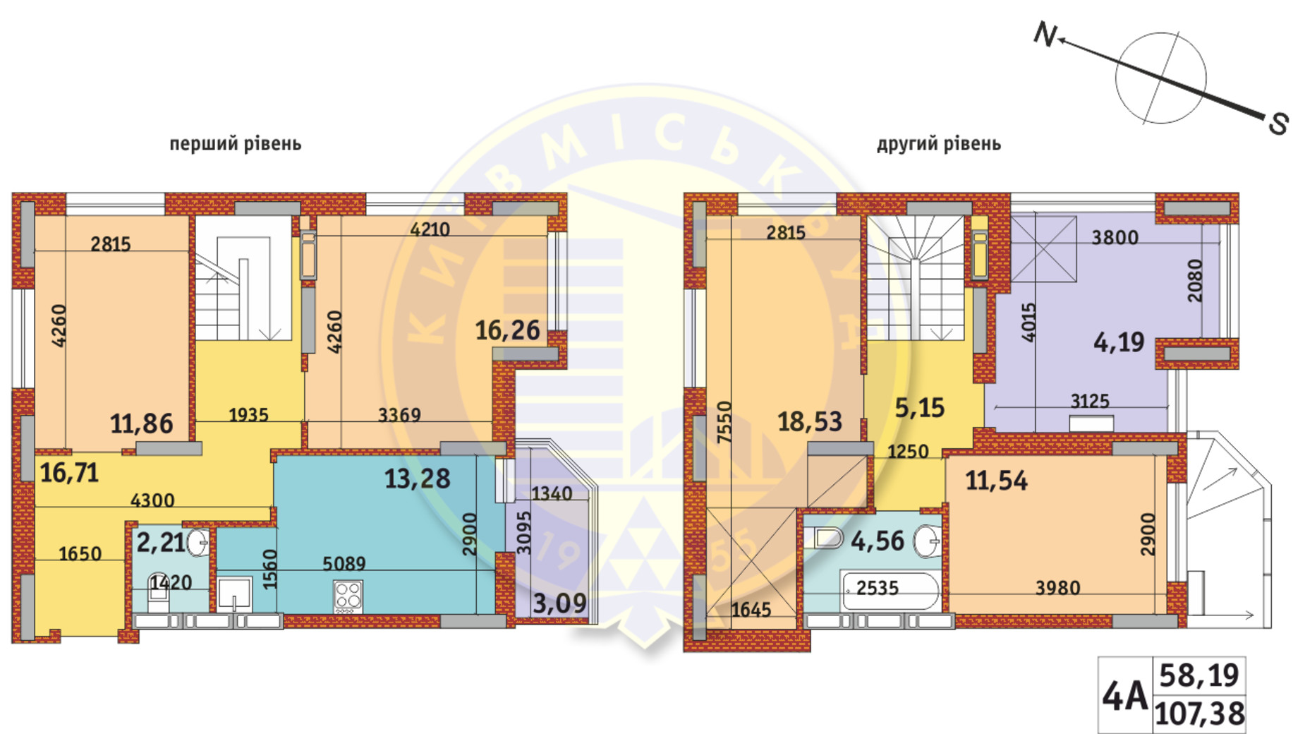 Планировка апартаментов в Апарт-комплекс Электриков 107.38 м², фото 288198